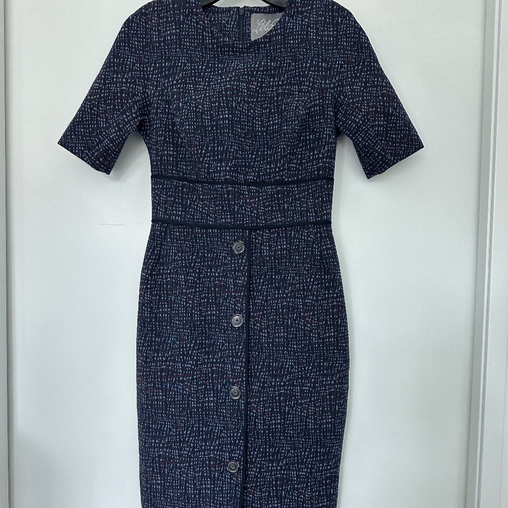 Lela Rose Jacquard Seamed Fitted Midi Dress